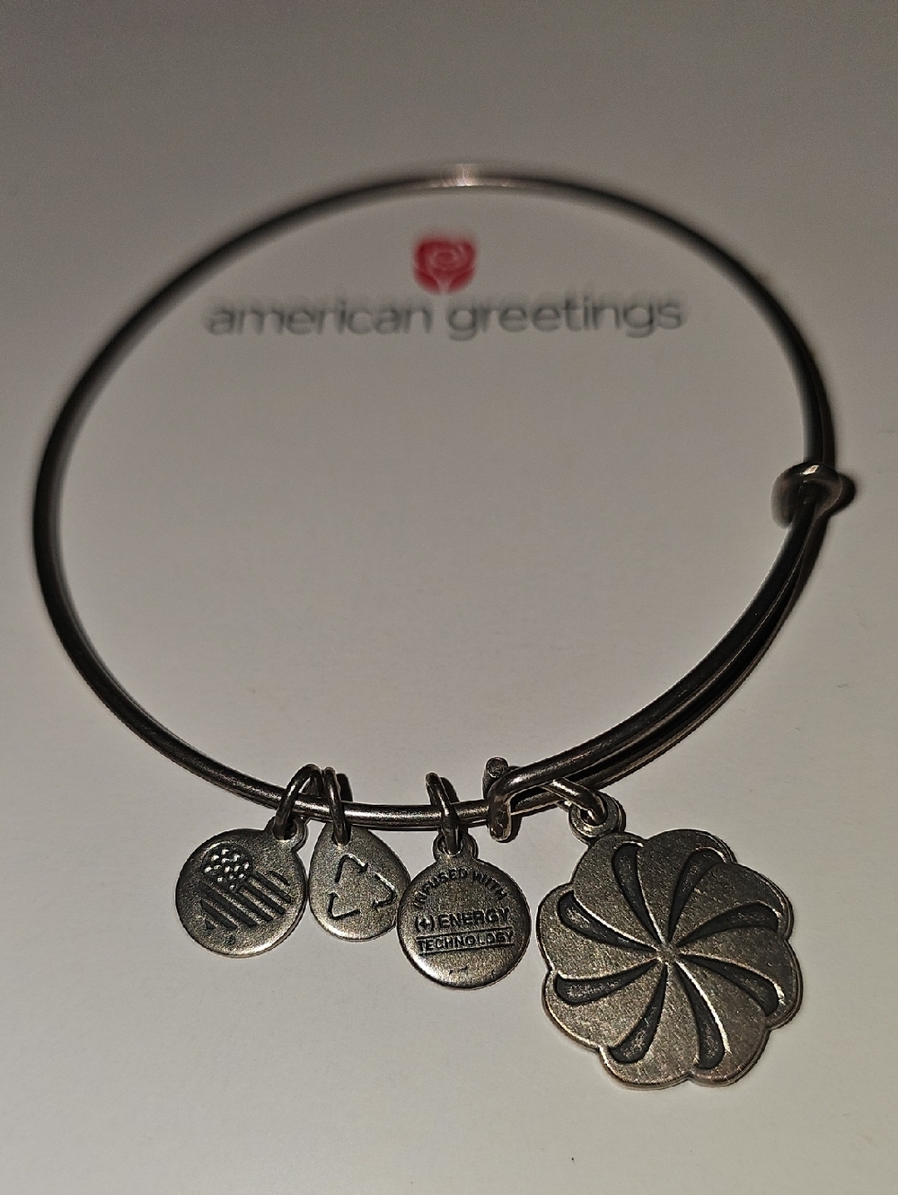 Alex and Ani Silver-Tone Swirl Eternity Charm Expandable Bracelet